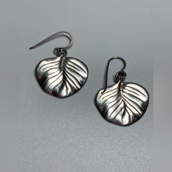 Silpada Vintage Rare Sterling Silver GROW Leaf Fr Wire Earrings (Israeli made) - Picture 6 of 9